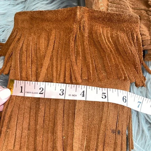 EUC Minnetonka 3 Layer Fringe Tall Pull On Boots Brown Size 9 - Picture 9 of 9